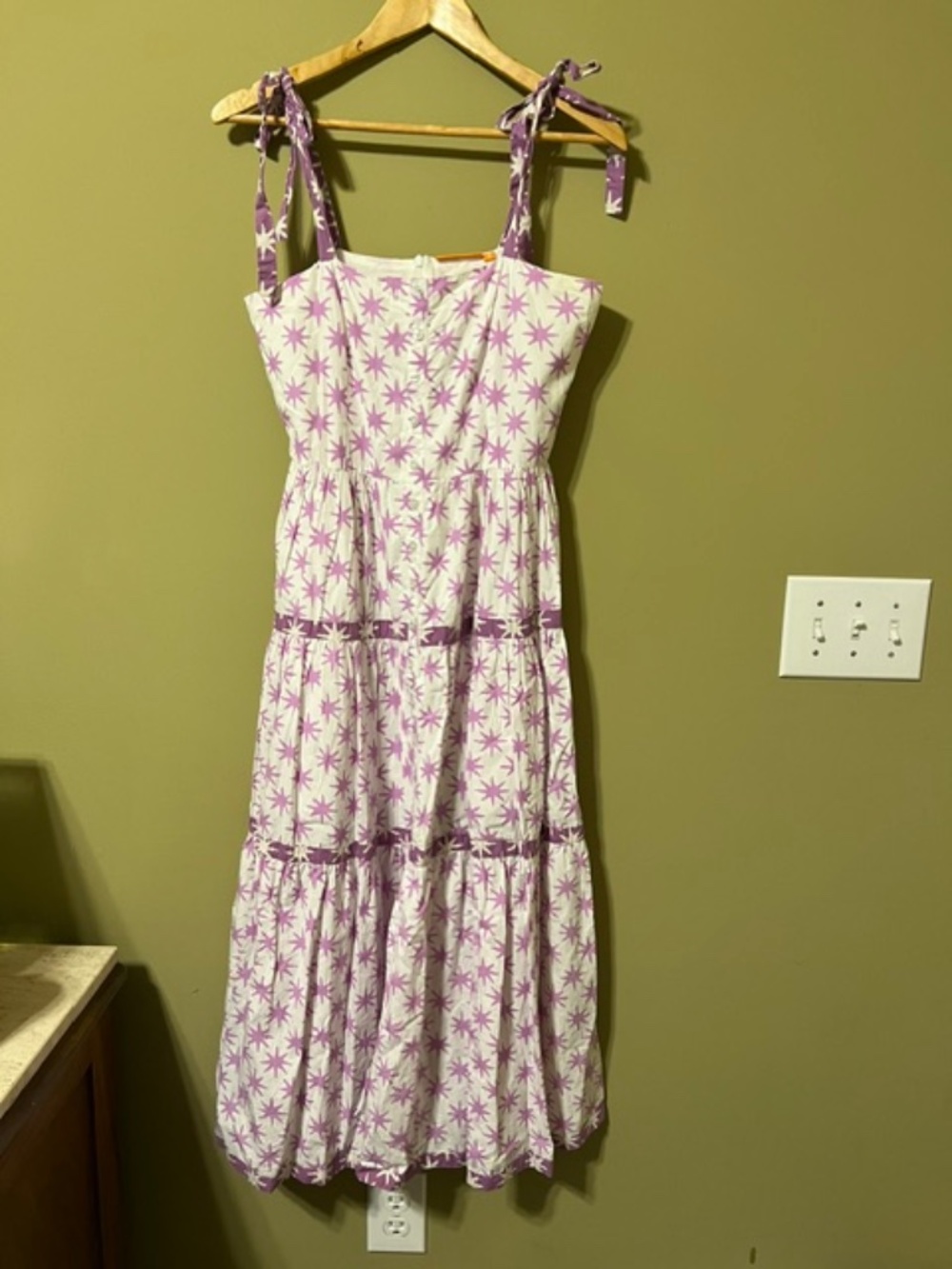 Oliphant Sundress Star Maxi Dress Tie Straps Size Small